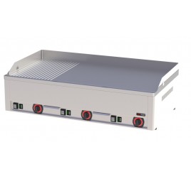 3 zónás RedFox asztali elektromos rostlap 2/3 sima, 1/3 bordázott, öntöttvas sütőfelülettel